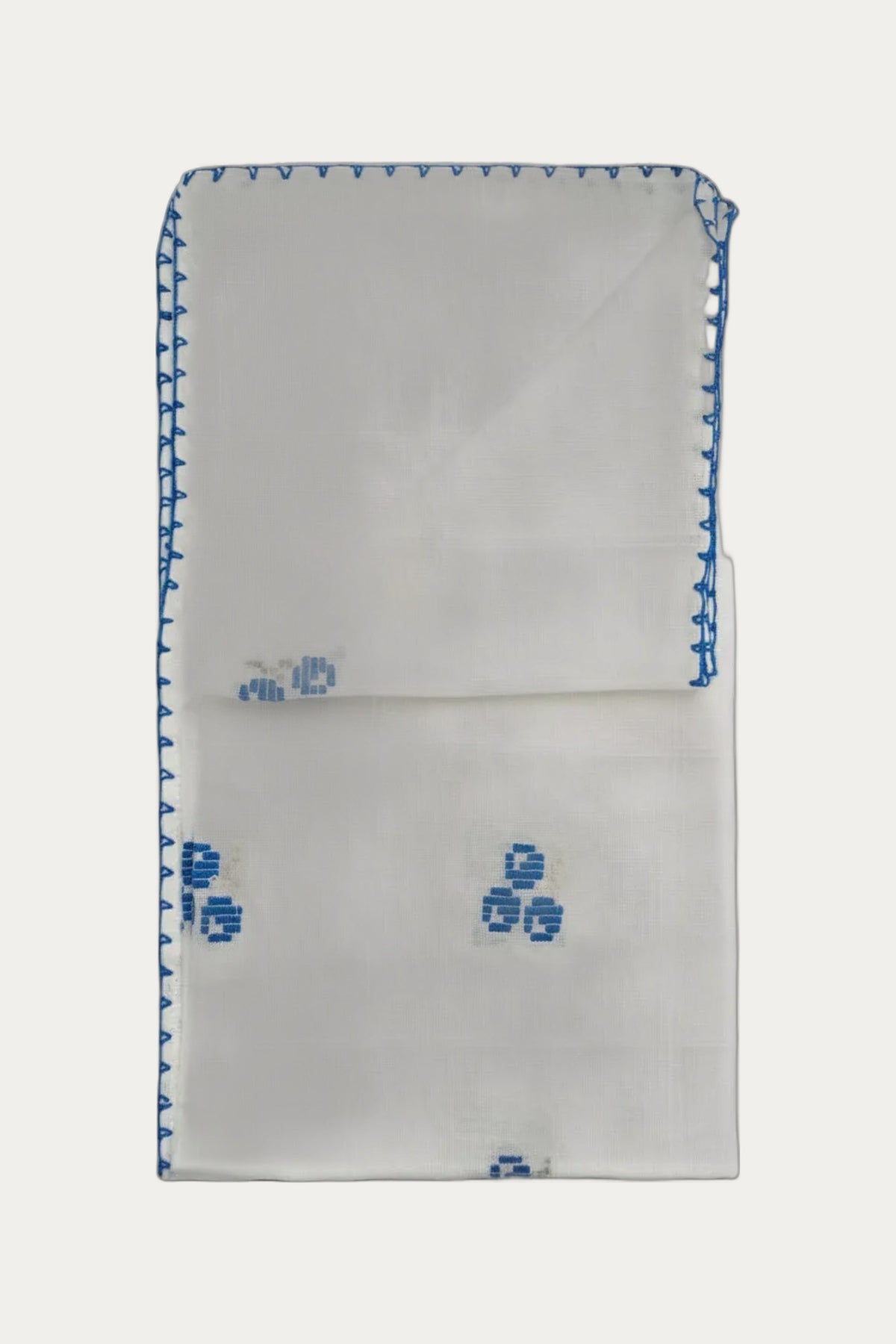 Cherry Blue Hand-Embroidered Tablecloth – One-of-a-Kind by Handloom Handicraft