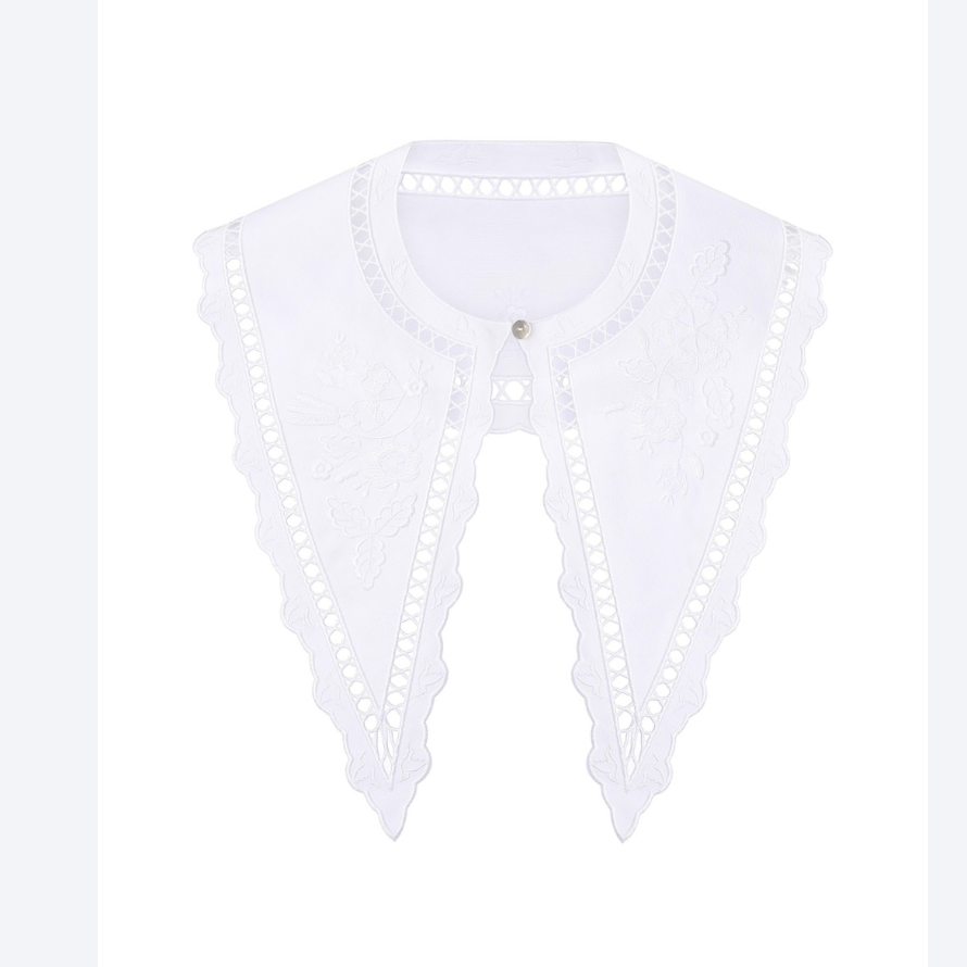 Linen embroidery white collar