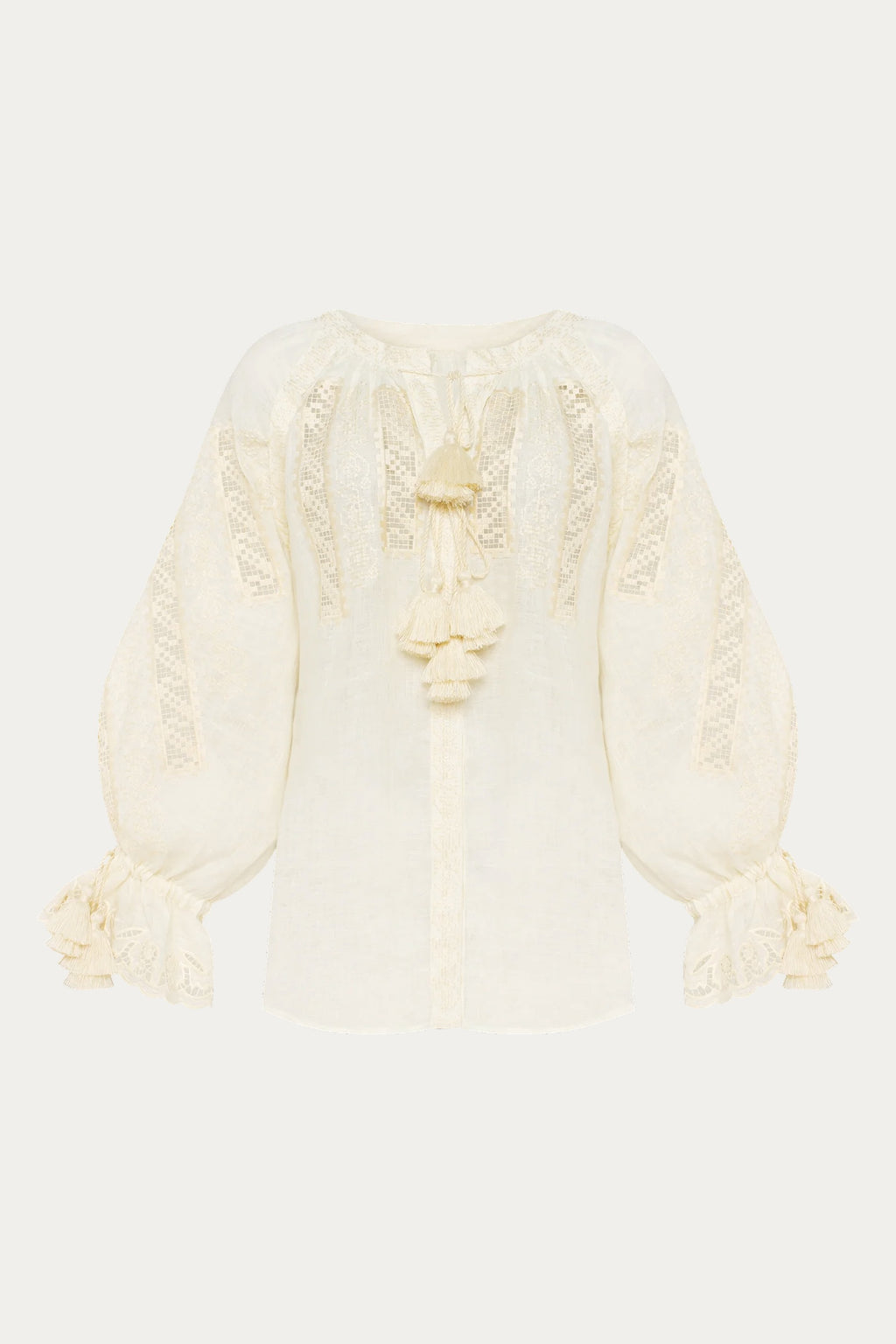 Desert Rose linen Embroidered Blouse in Yvory by ANNABO