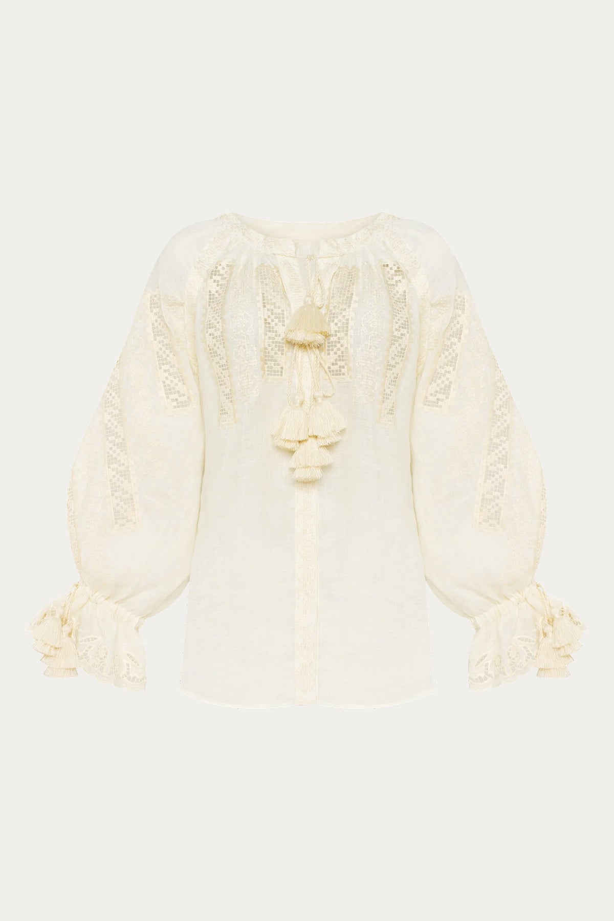 Desert Rose linen Embroidered Blouse in Yvory by ANNABO