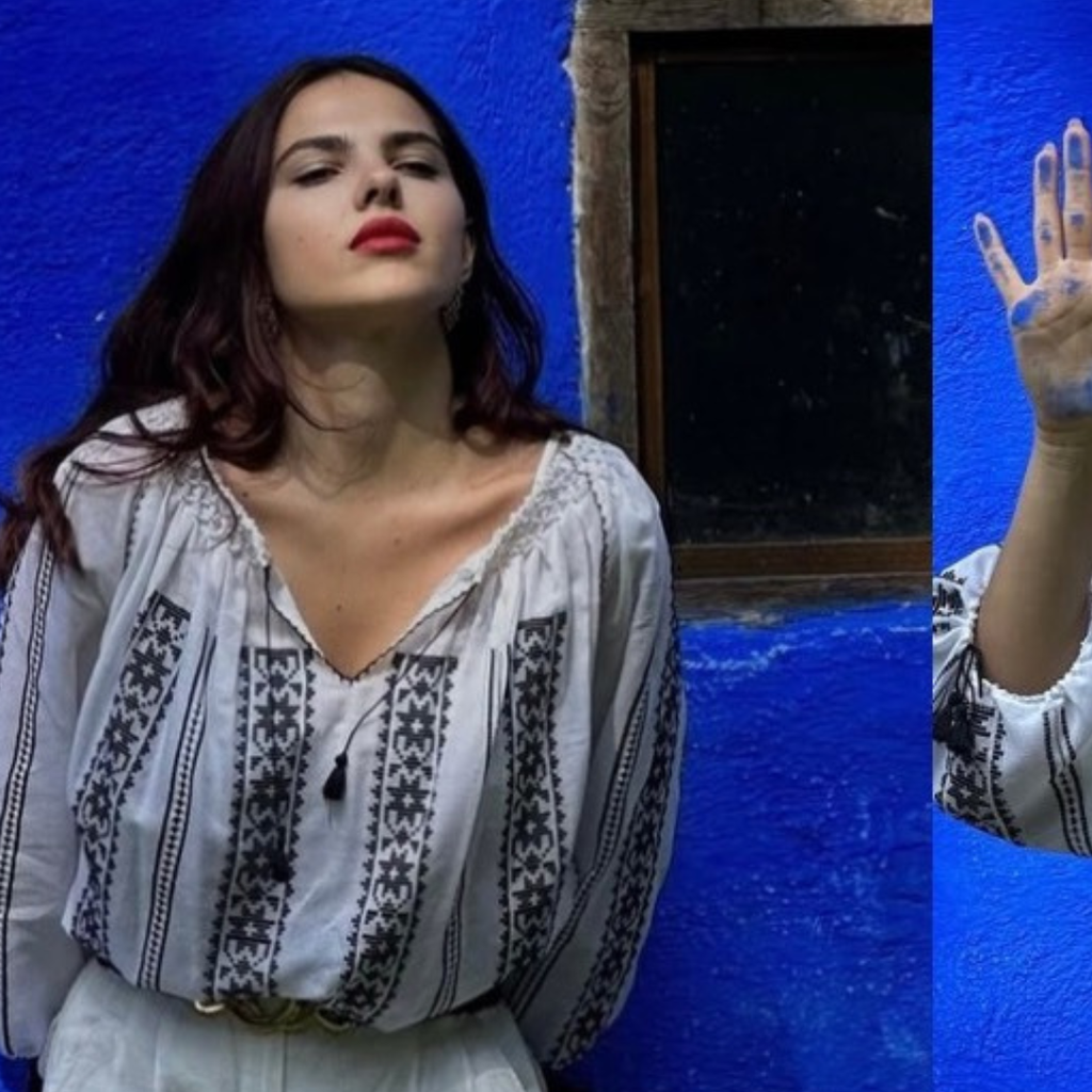 Bluza romaneasca tesuta manual in broderie neagra