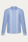 Embroidered blue man shirt by Foberini