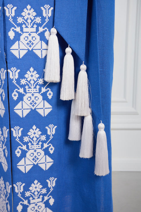 Rochie tip kimono cu broderie „Dimineața ceață”