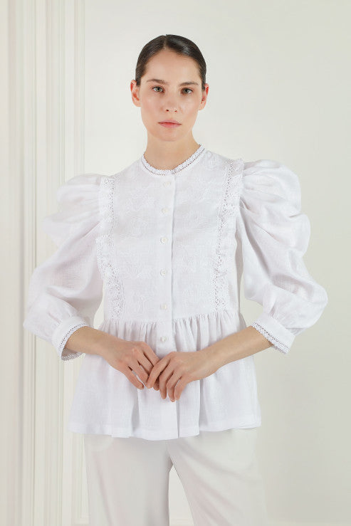 Bluza din in motivul Arborele Vieții