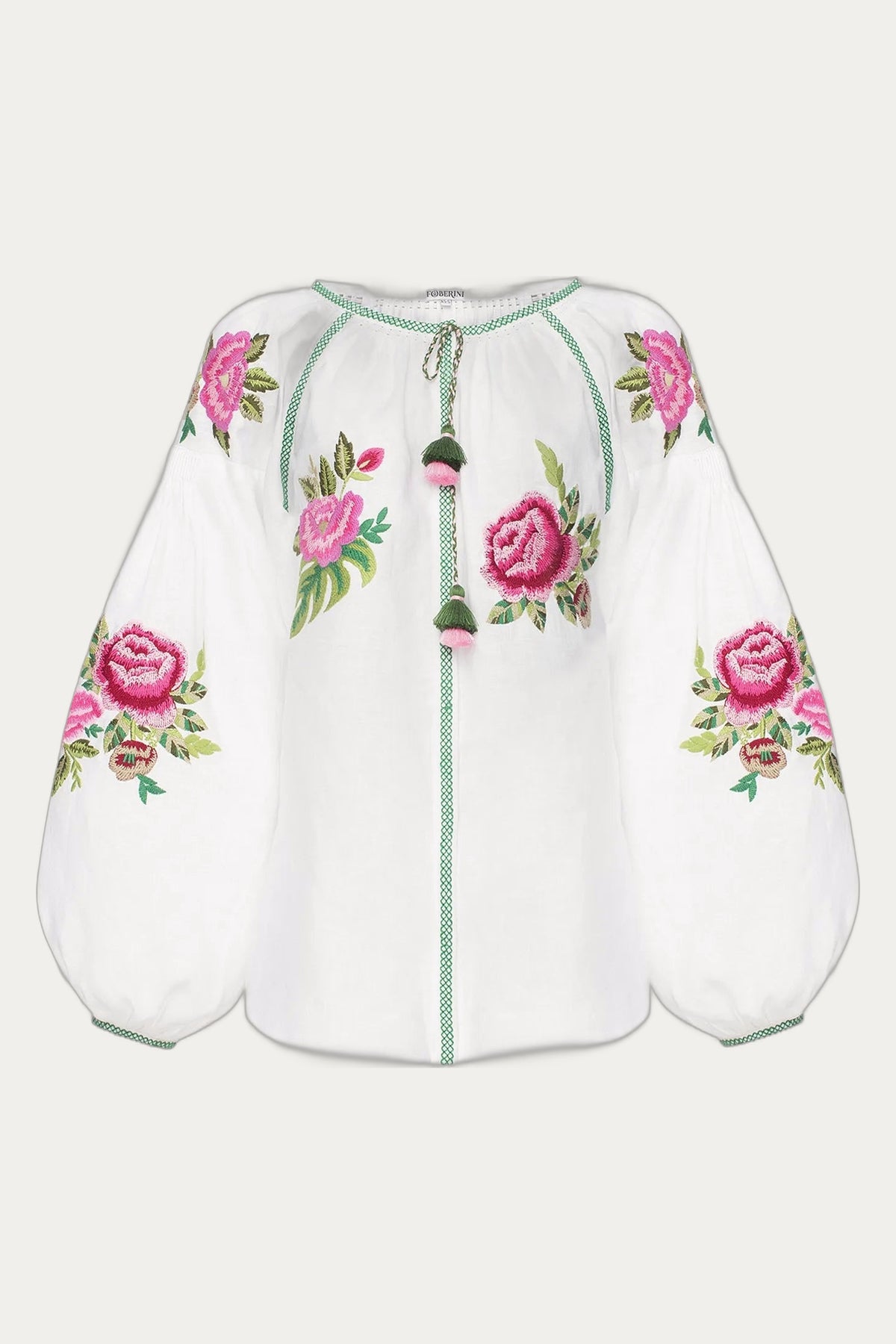 Floral Intricate Embroidery baloon sleeved blouse by Foberini