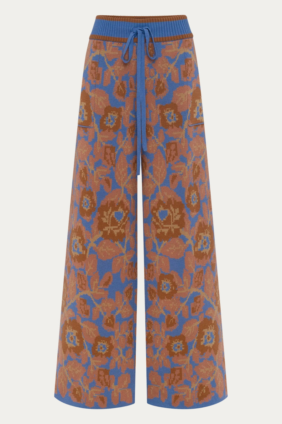 Floral Jacquard Merino Wool Pants 'Mirage Bloom' by ANNABO