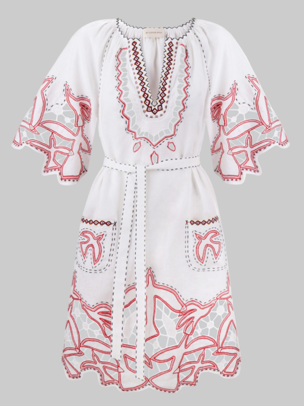 Rochie broderie Richelieu  Alba  Flying Home