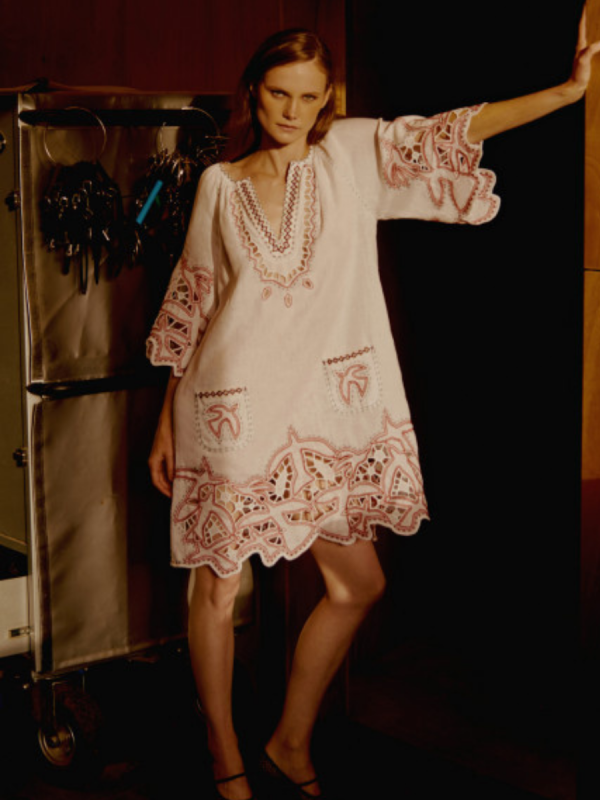 Rochie broderie Richelieu  Alba  Flying Home