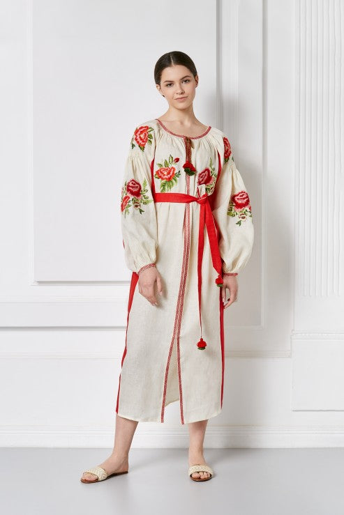 Rochie midi Flora Foberini Lucrata Manual