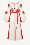Foberini, Embroidered dress, yvoire, floral motif, hand-embroidered