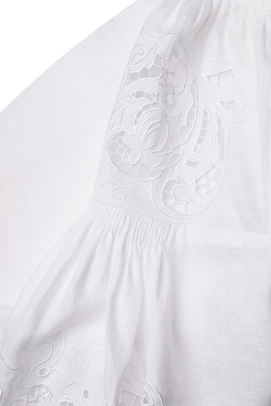 Natural white linen fabric detail, Foberini Kvitka blouse