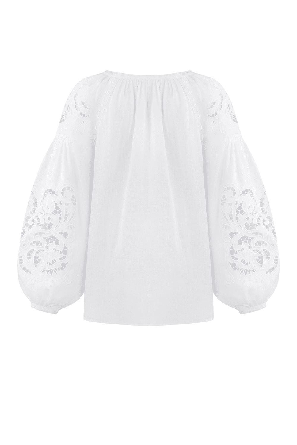 White linen blouse, floral cutwork Richelieu embroidery - embroidery detail