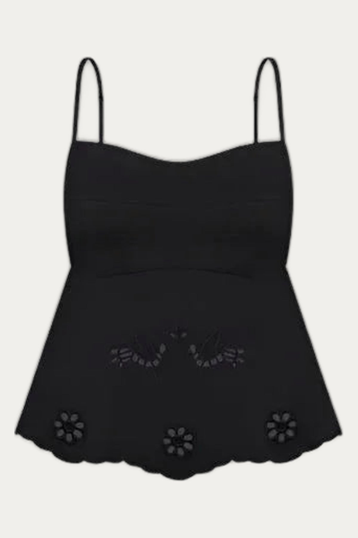 Foberini Tree of Life Embroidered Top – Black Linen, Cutwork Embroidery, Adjustable Back-Tie, Women's by Foberini