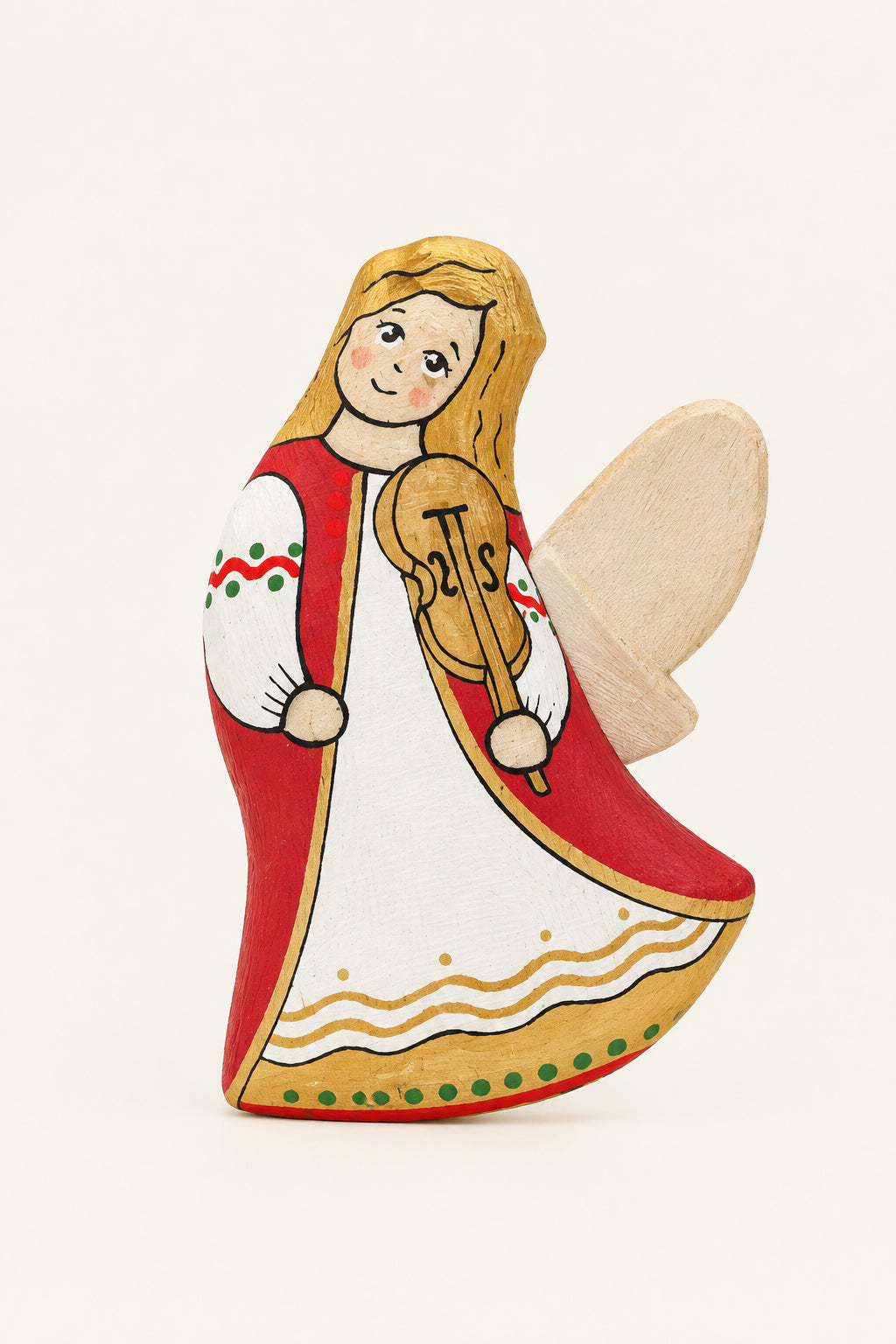 Handbemalter Weihnachtsengel mit Geige aus Stoff