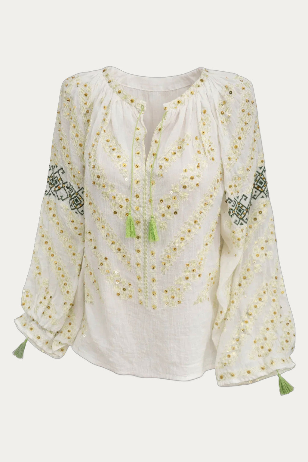 Golden Harvest hand-embroidered sequined Romanian blouse