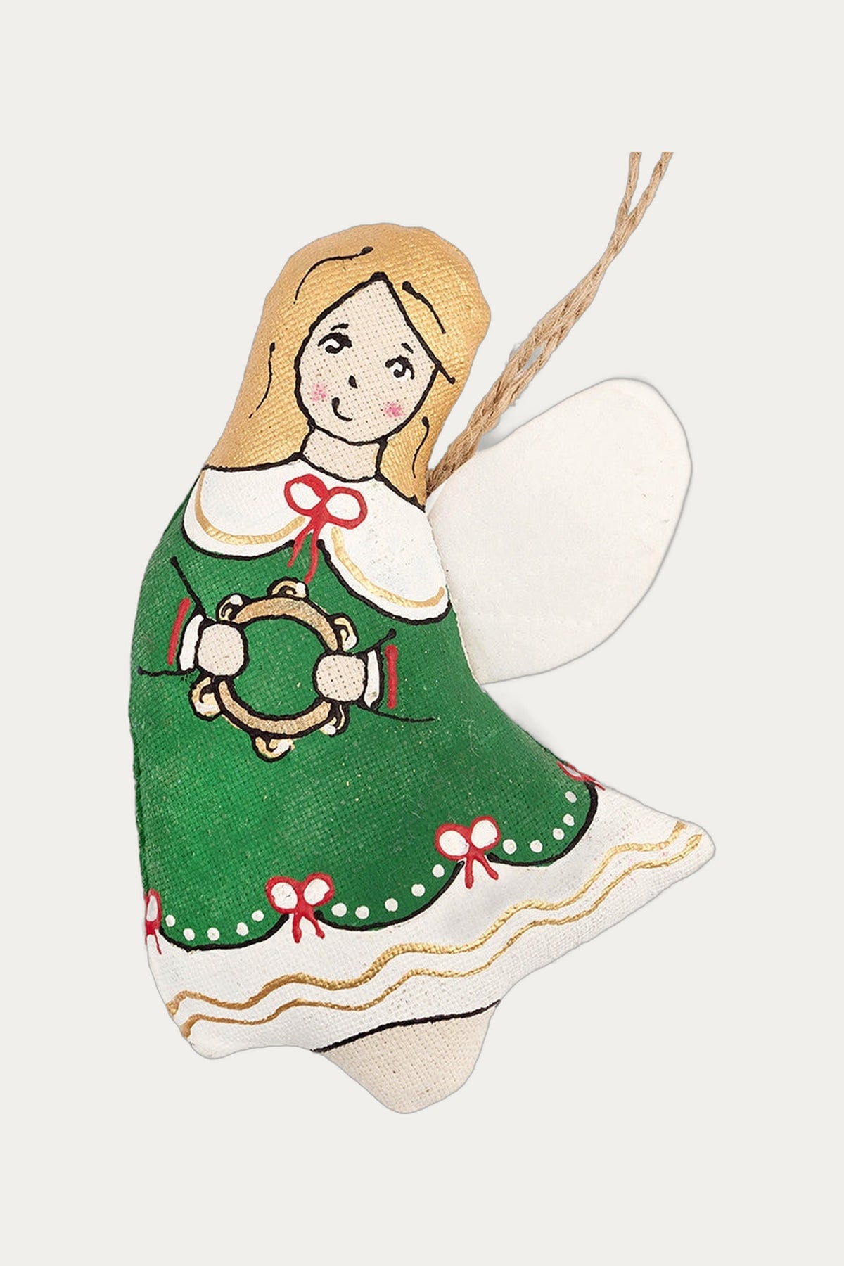 Hand-Painted Christmas Angel with Tambourine by KOZA DEREZA DECORATIONS