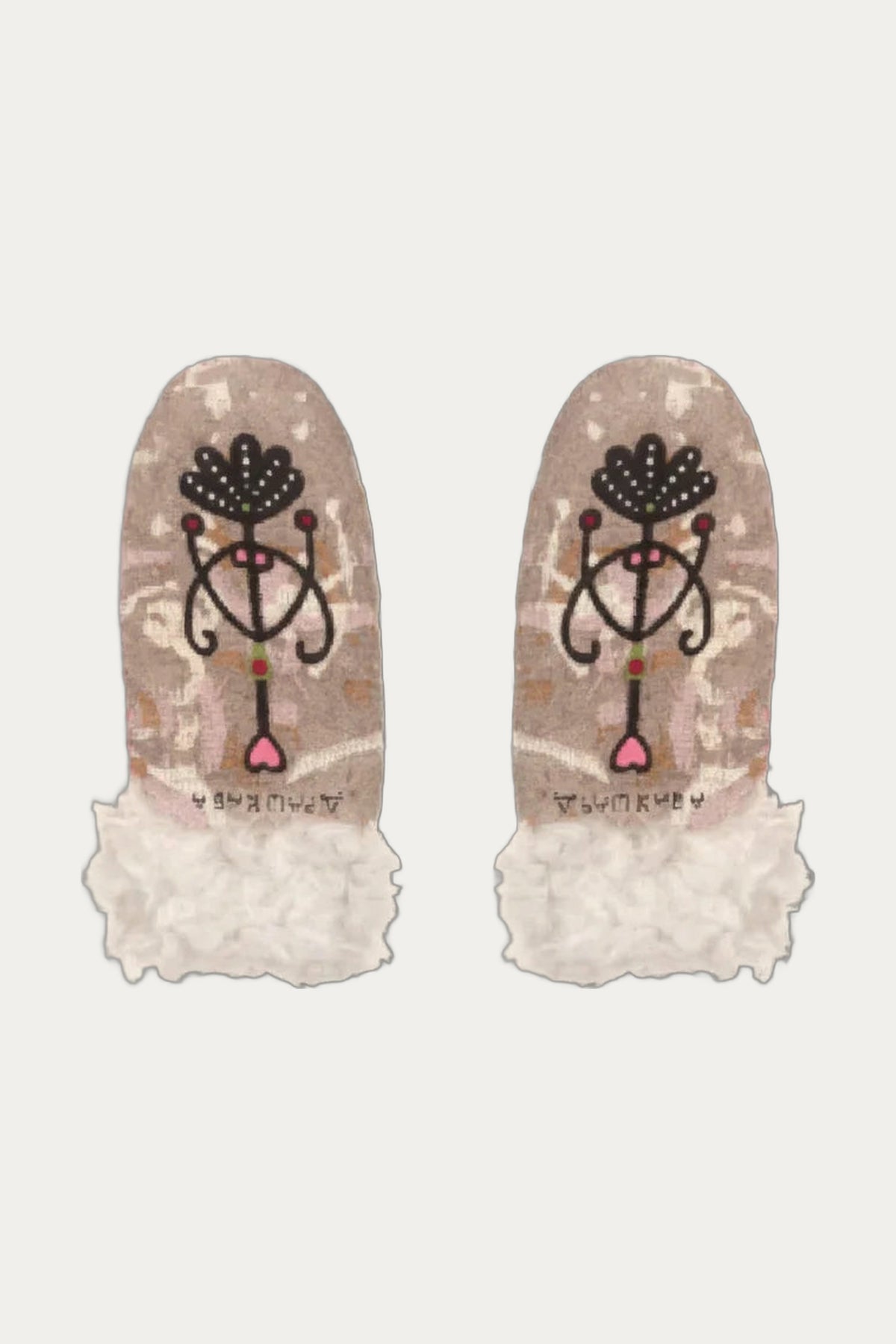 Handcrafted Hemp Fur & Linen Mittens in Beige