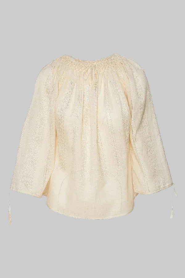 Bluza românească țesută manual în fildeș