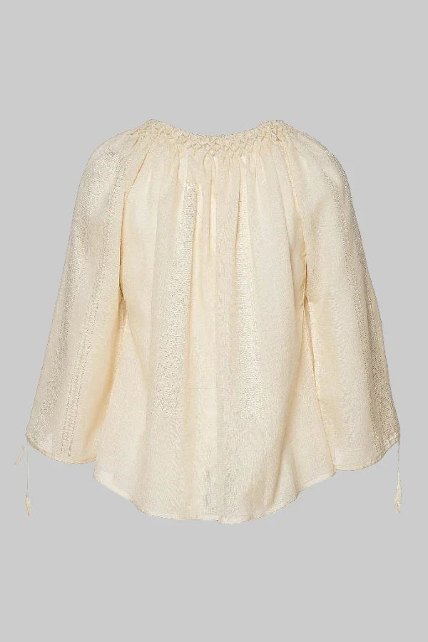 Bluza românească țesută manual în fildeș