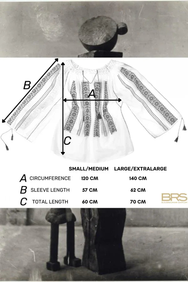 Bluza romaneasca tesuta manual in broderie neagra