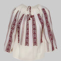 Woven Romanian Blouse in Burgundy