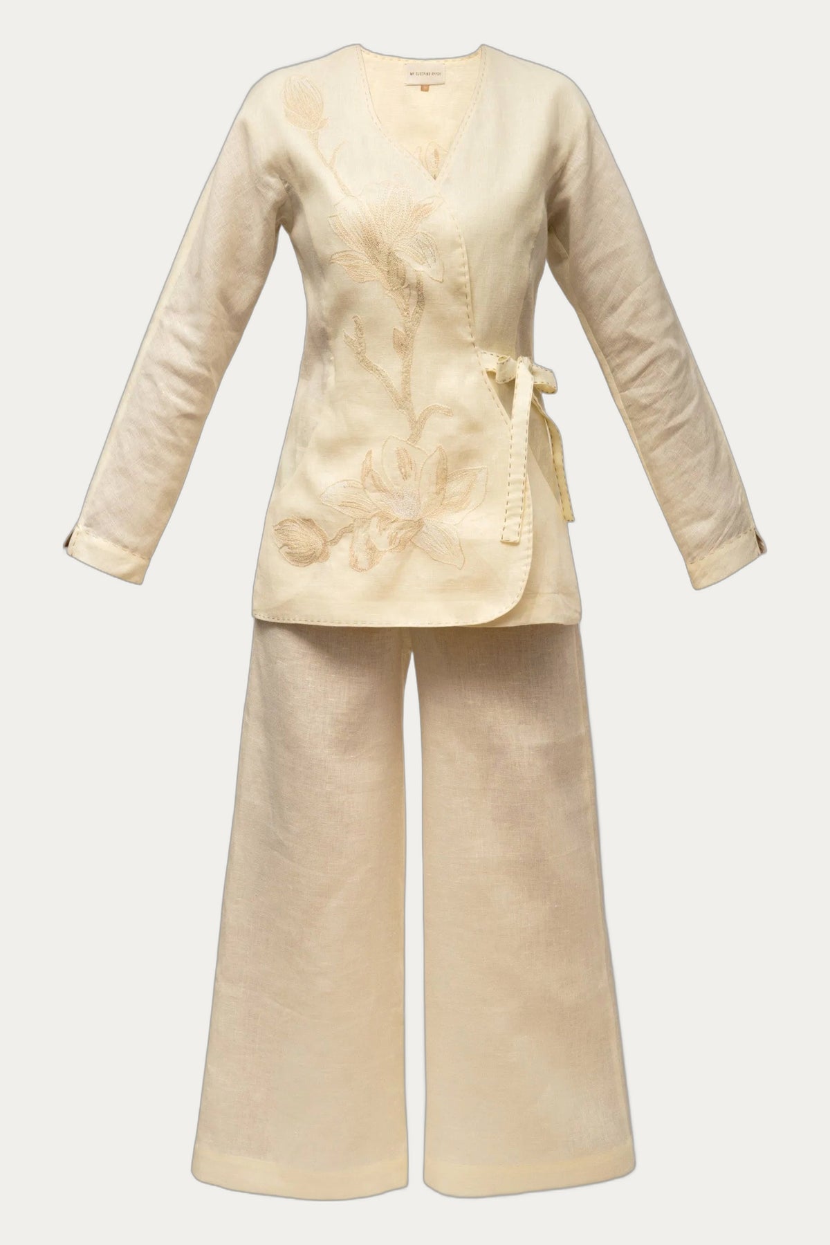 Ivory linen suit hand embroidered Magnolia My Sleeping Gypsy by My Sleeping Gypsy