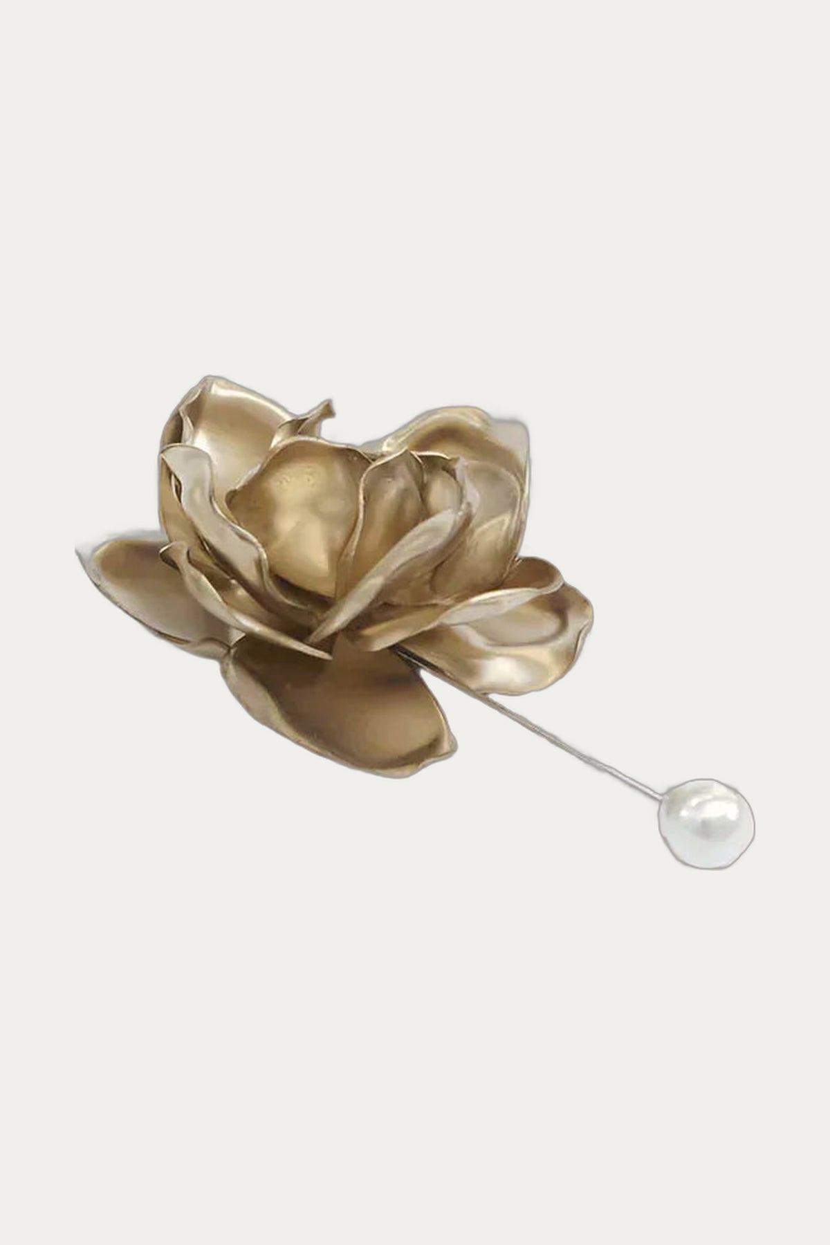 Katerini Mou Cuore Brooch – Gold Flower Lapel Pin with Pearls, Upcycled PET, Handmade by Katerini Mou