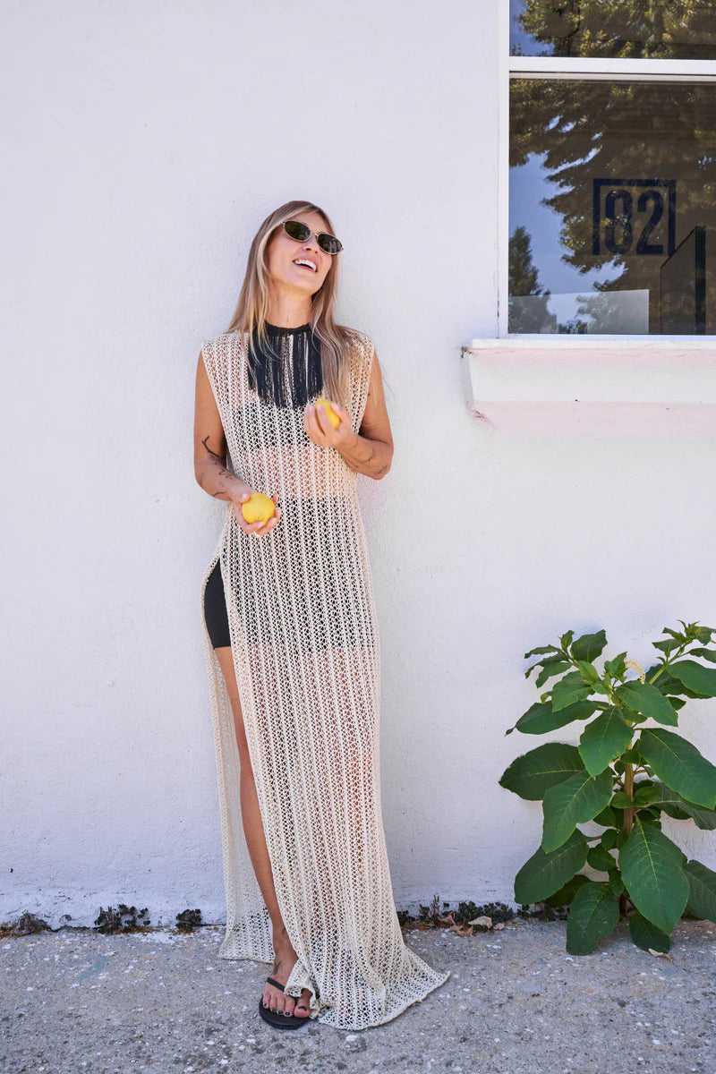 Crochet maxi dress by Katerini Mou, handcrafted