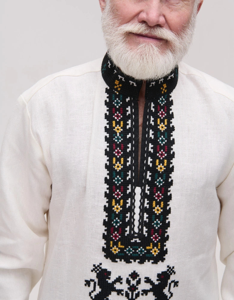 Koza Dereza men's embroidered linen shirt - back view