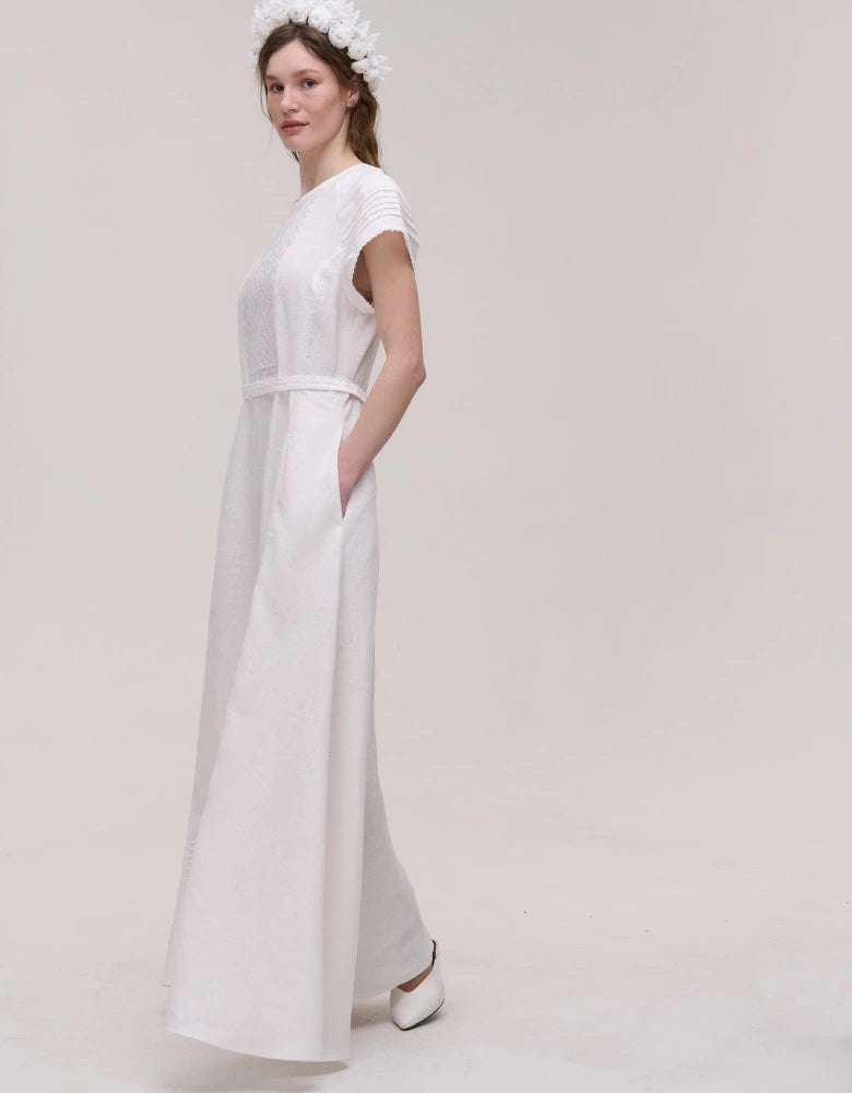 Kniahynia dress - white-on-white embroidery detail