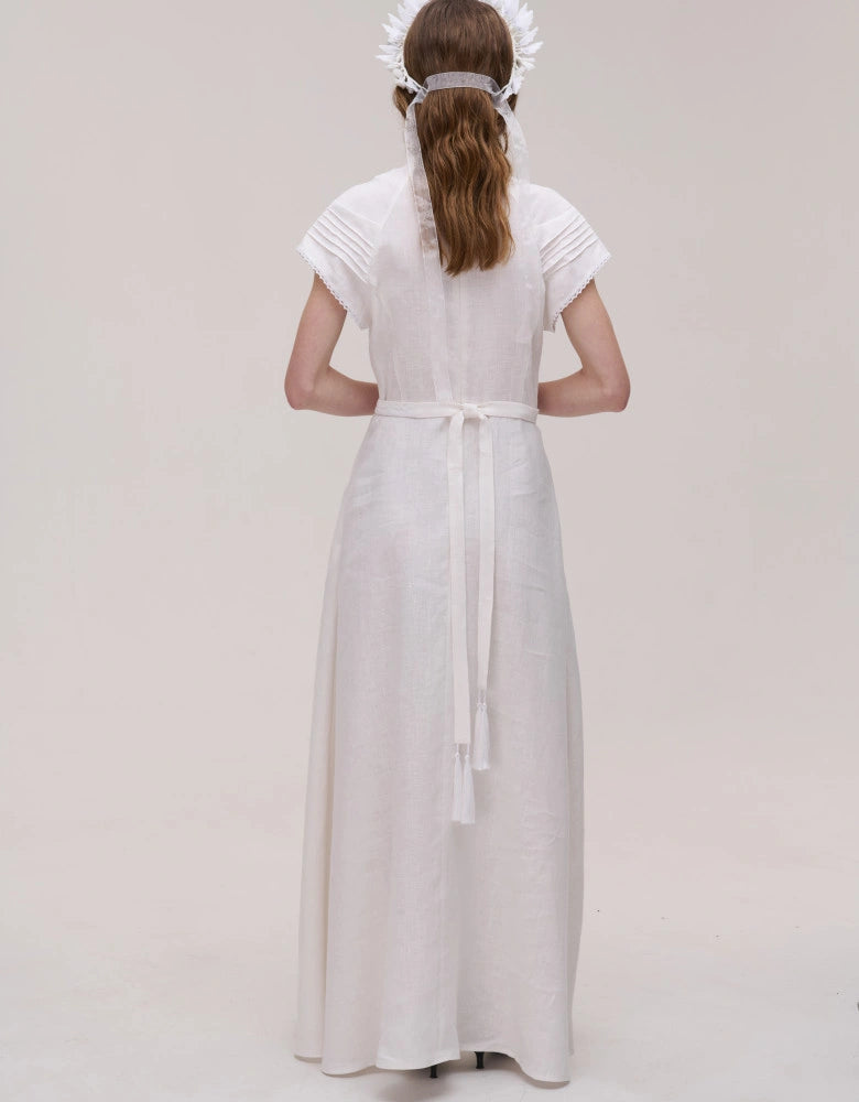 Kniahynia dress - lace and embroidered skirt panels