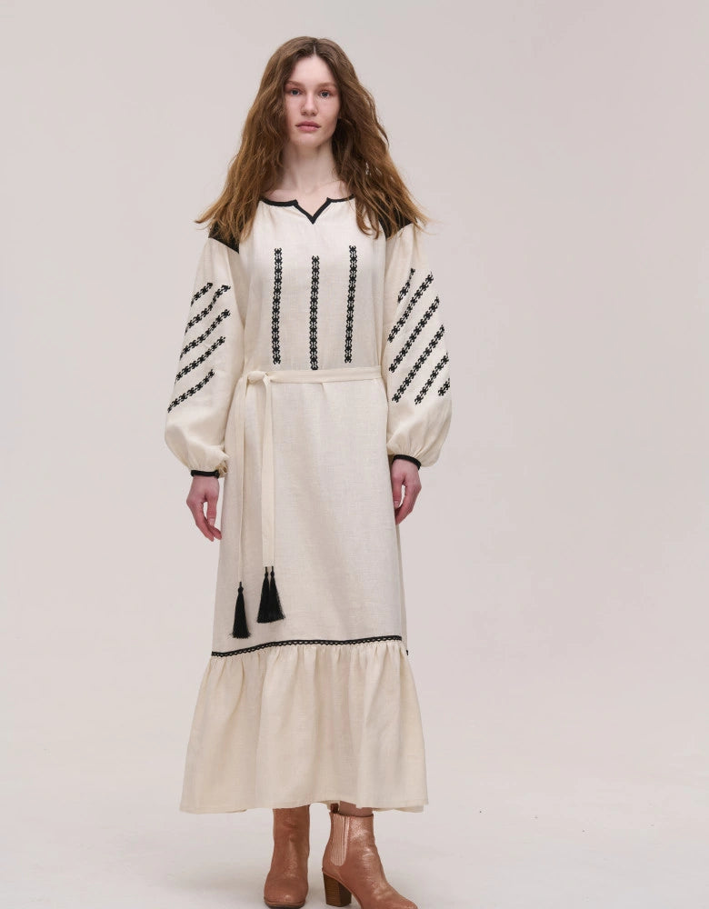 Beige Embroidered Dress — Podillia