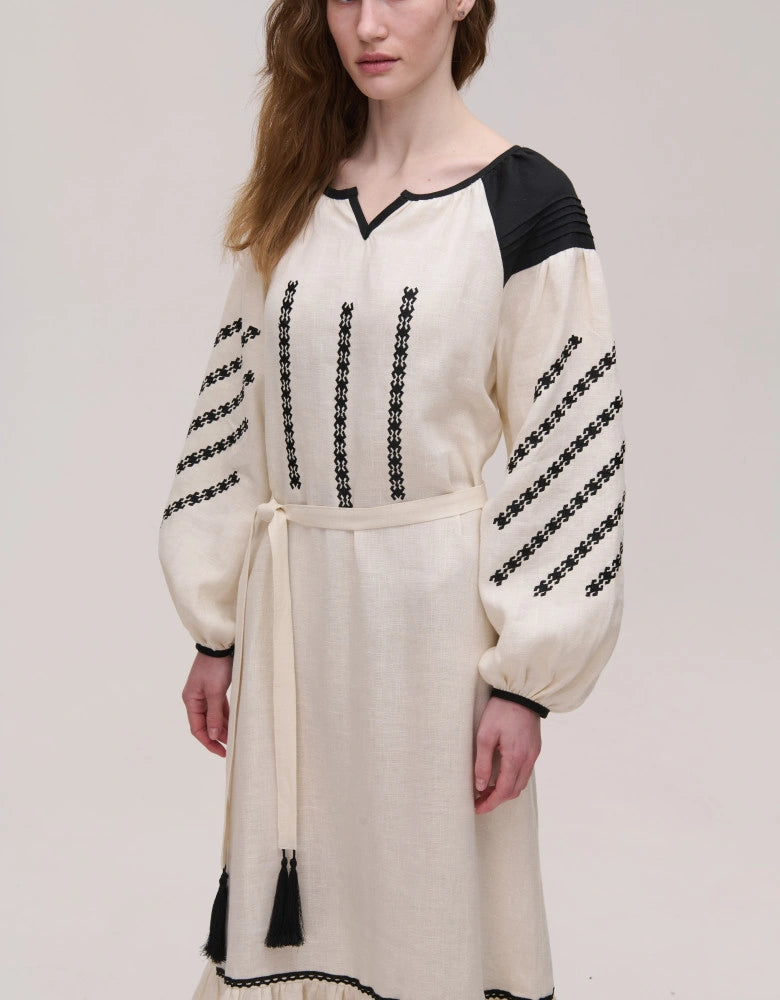 Beige Embroidered Dress — Podillia