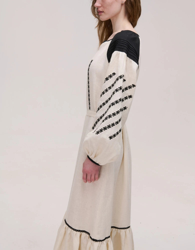 Beige Embroidered Dress — Podillia