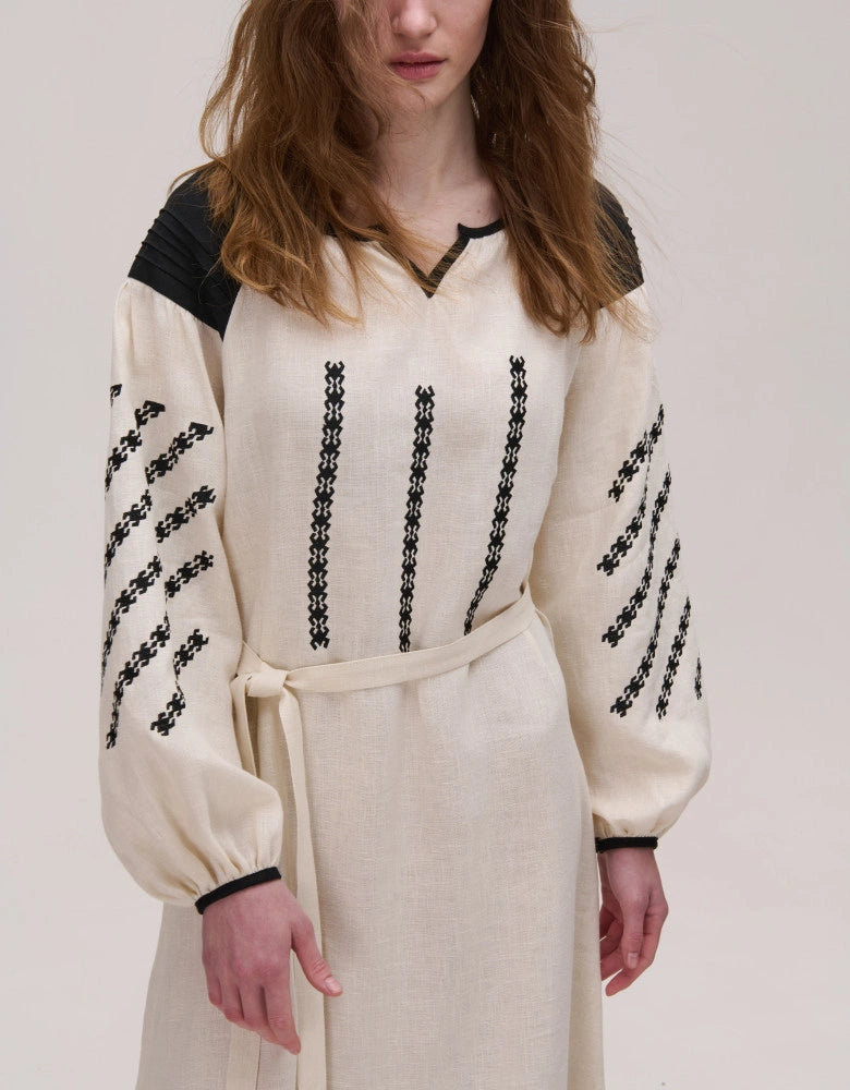 Beige Embroidered Dress — Podillia