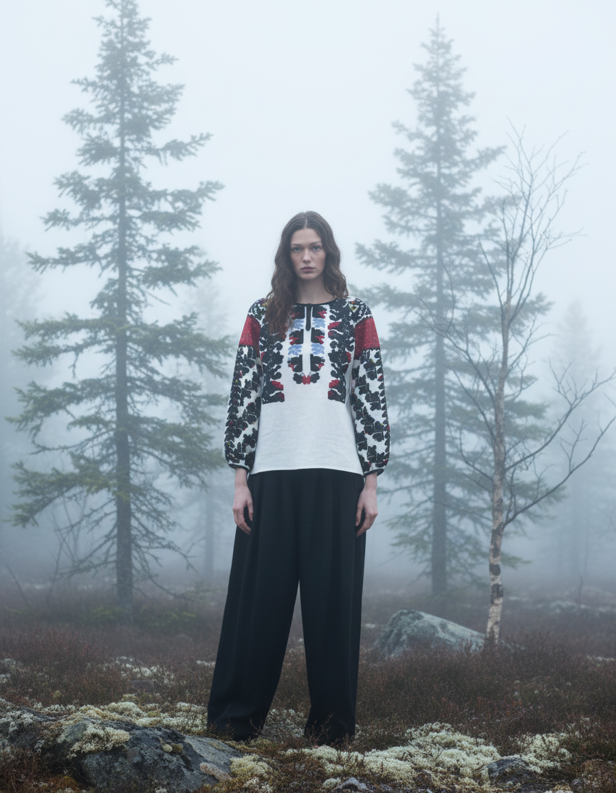 Blusa da donna ricamata a mano con motivo folkloristico Borshchiv Festive