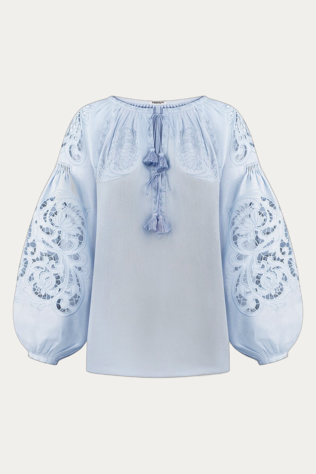 "Kvitka" embroidered blue blouse by Foberini
