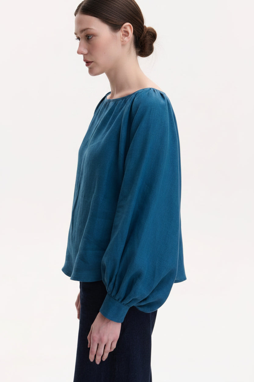 blue linen blouse blouse roumaine shop koza dereza