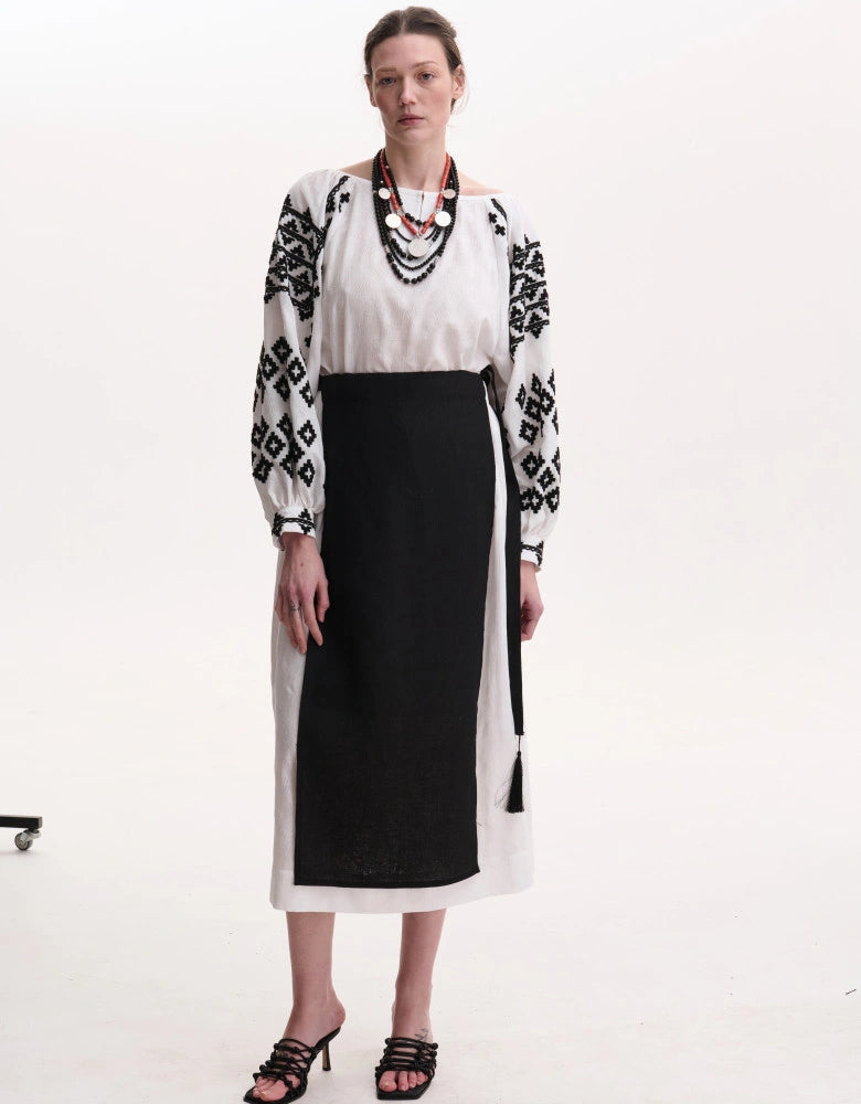 Hand-Embroidered Ukranian Blouse in Black