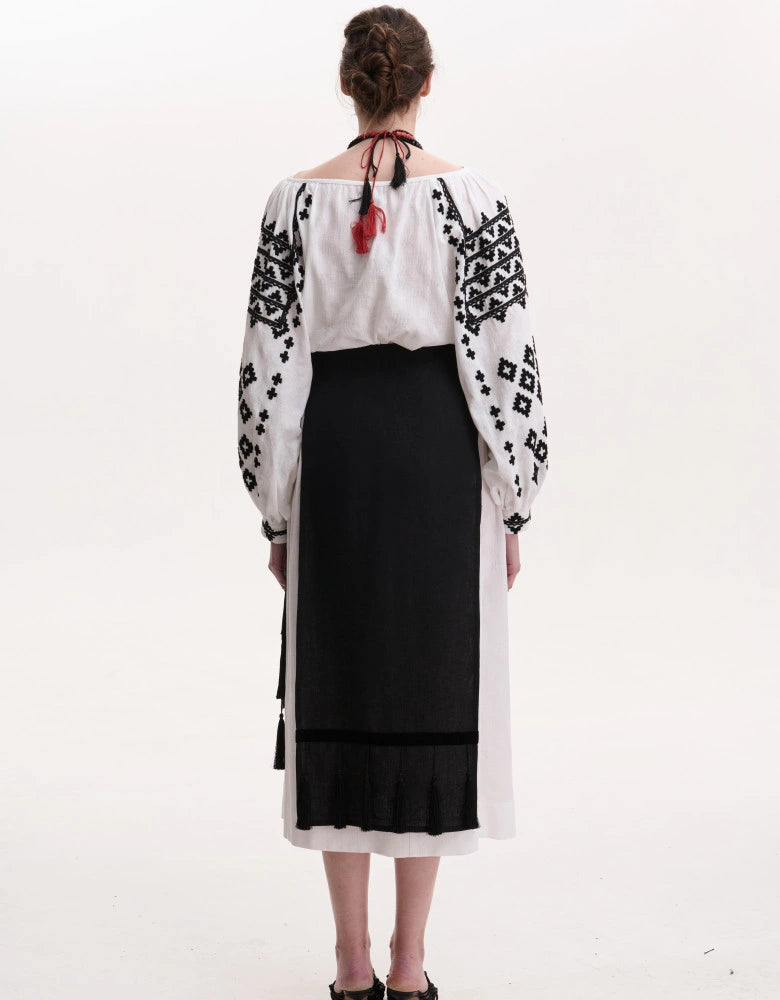 Hand-Embroidered Ukranian Blouse in Black