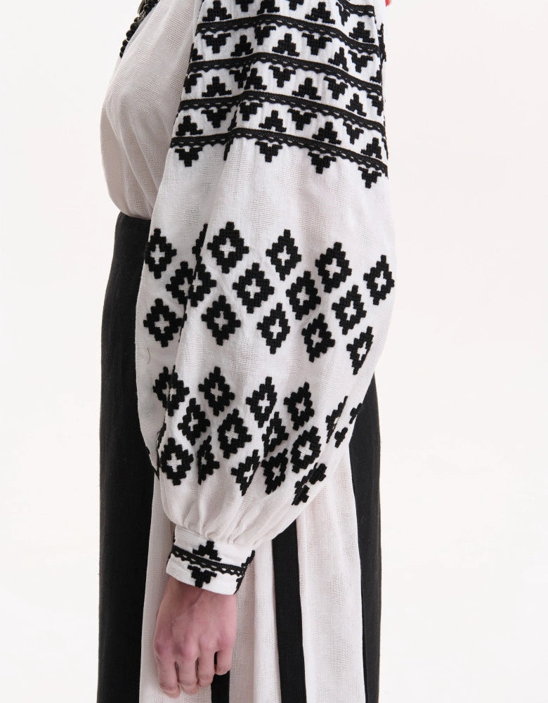 Hand-Embroidered Ukranian Blouse in Black