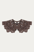 Lily Richelieu Embroidered Cutwork Collar — Brown Linen by ANNABO