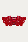 Lily Richelieu Embroidered Cutwork Collar — Red Linen by ANNABO