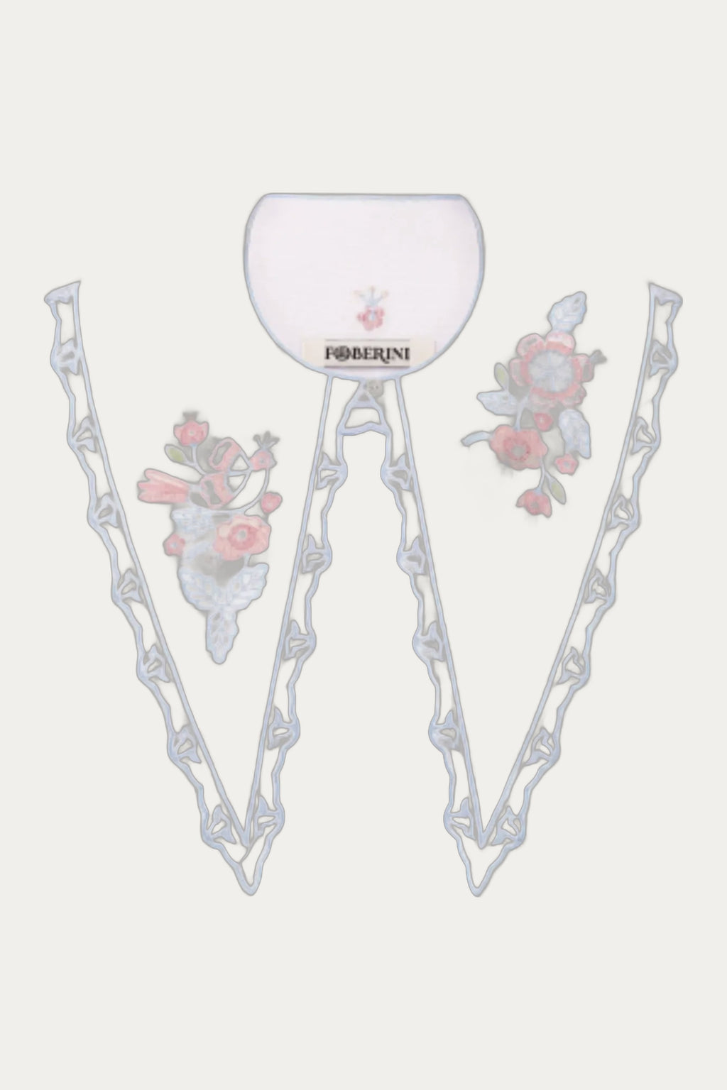 Linen Blue Embroidery Collar by Foberini