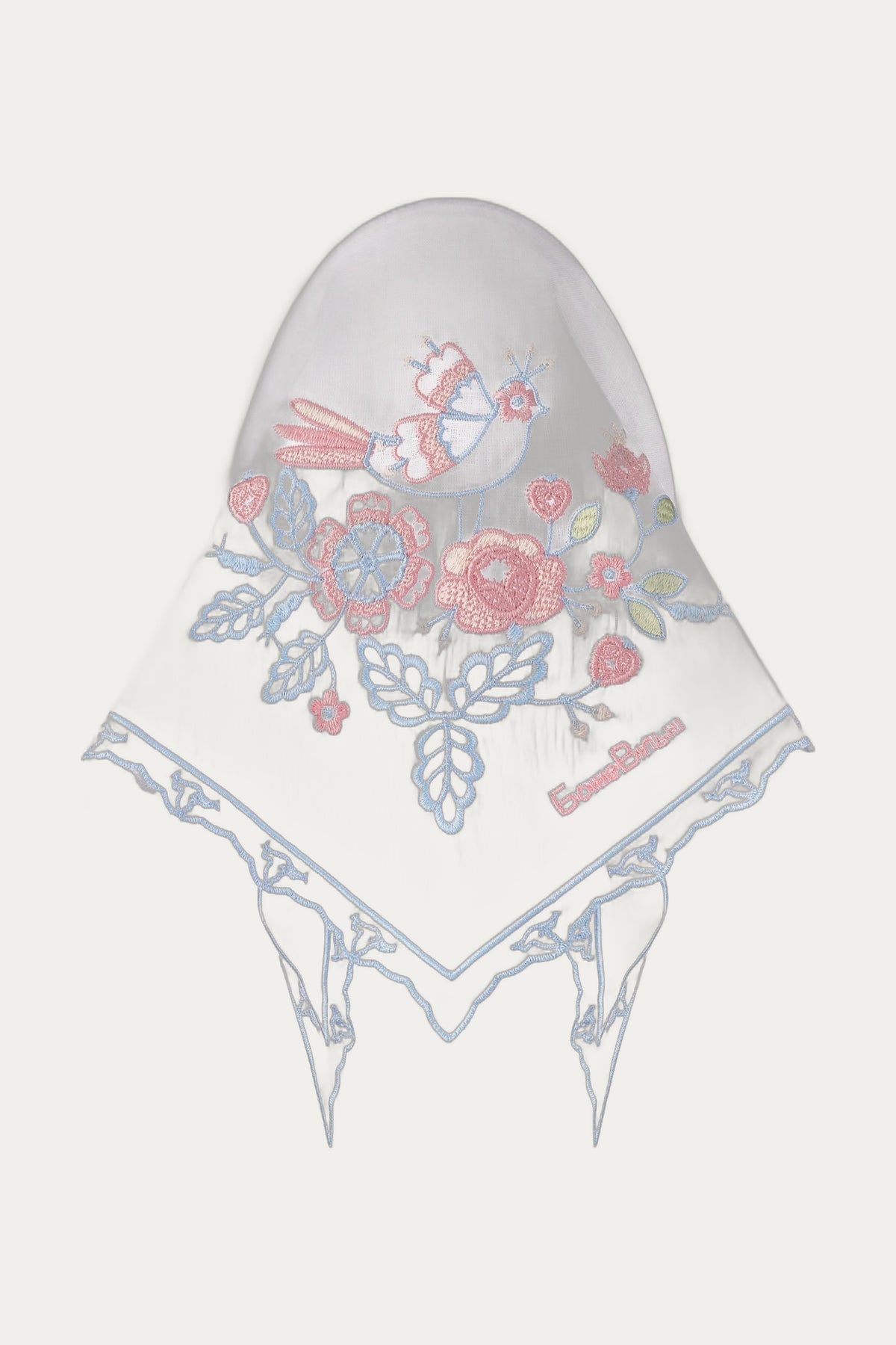 Linen embroidererd colored kerchief by Foberini