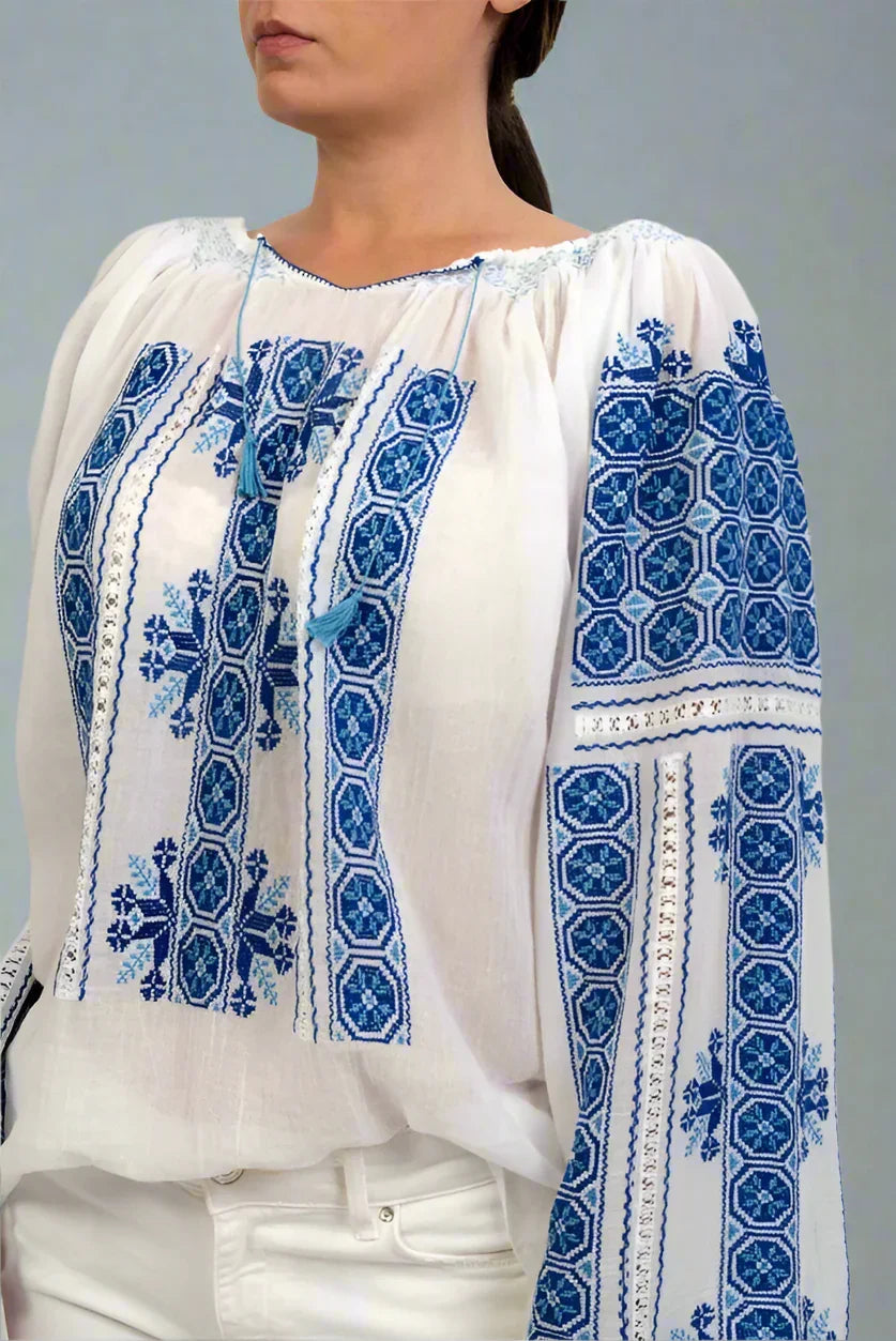 Ie românească „Roata norocului” albastru închis