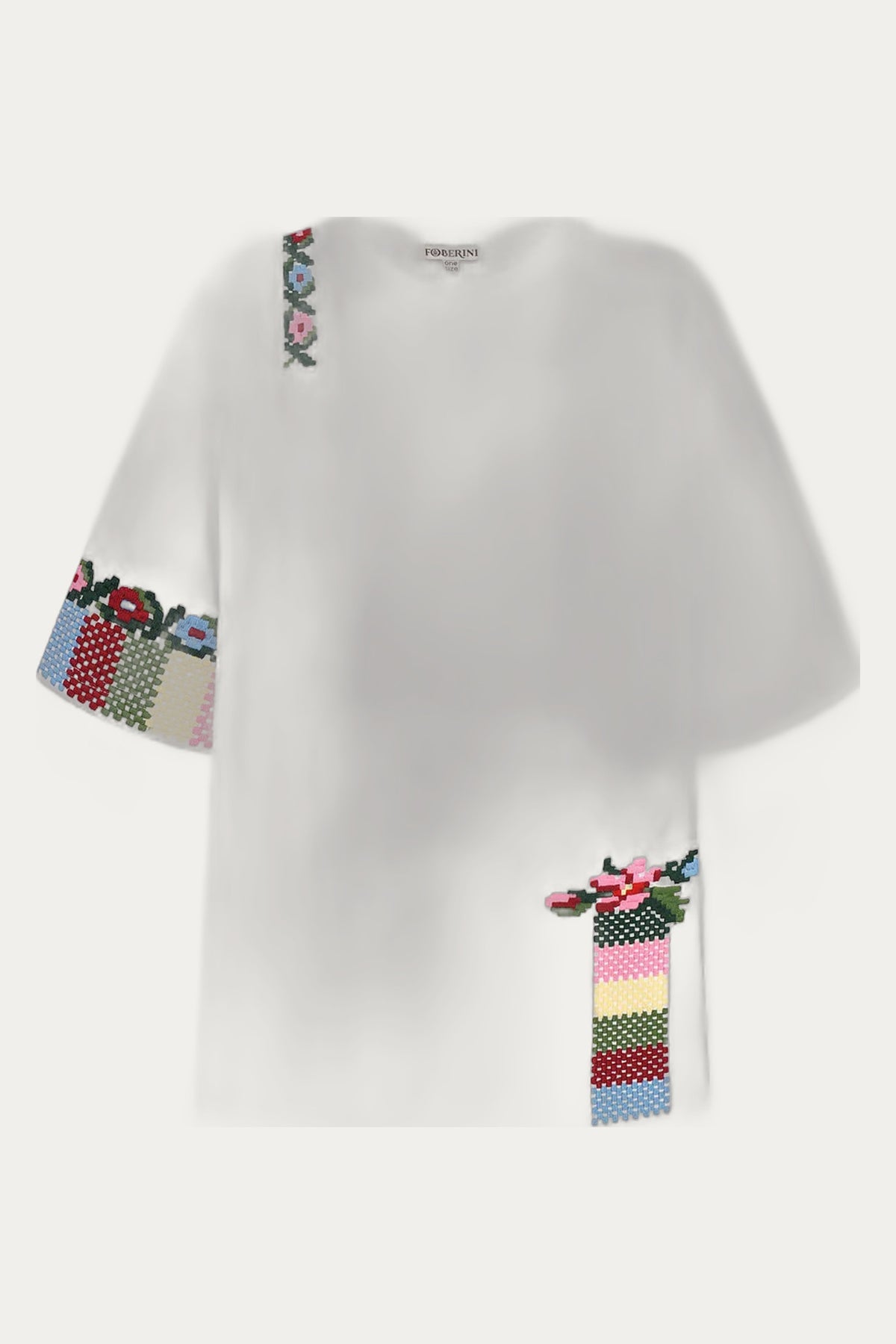 Men Embroidered cotton T-shirt in white The Bloom Of Bukovyna by Foberini