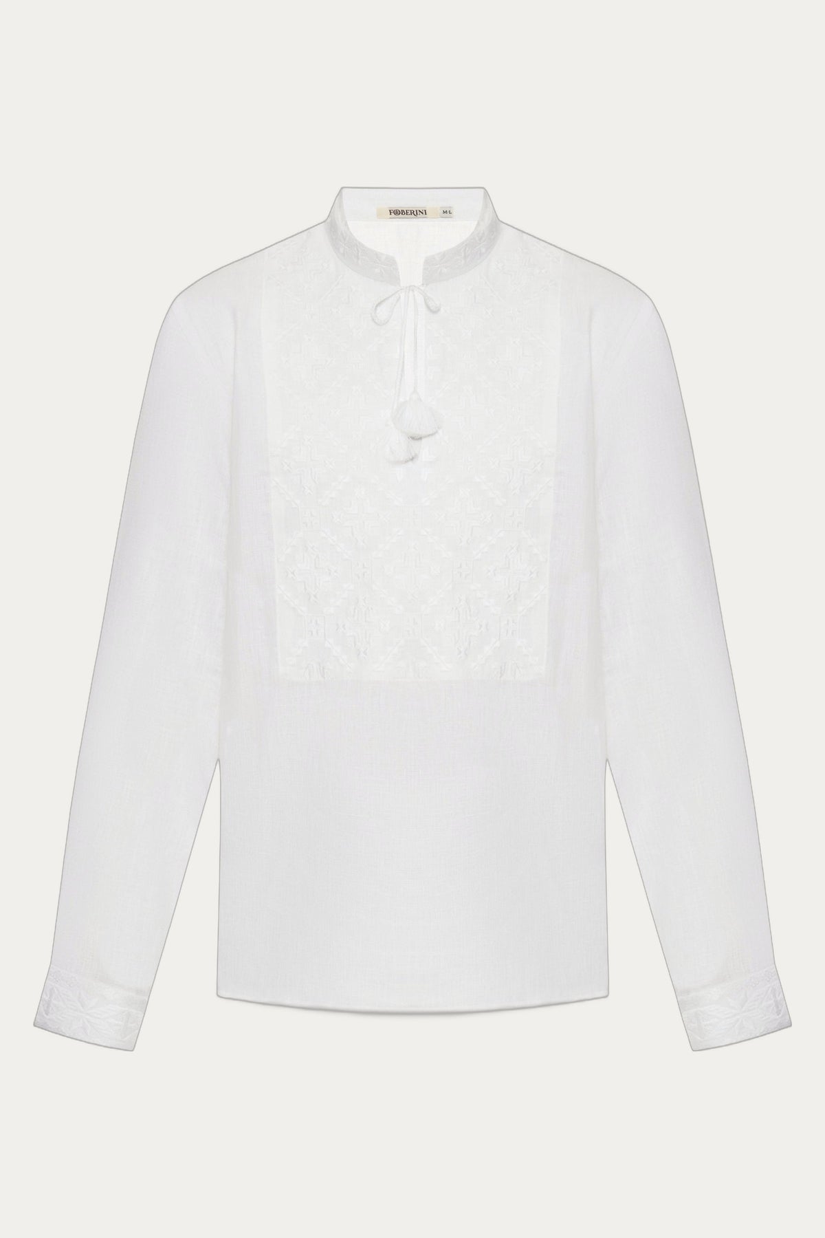 Men Embroidered Shirt in White by Foberini