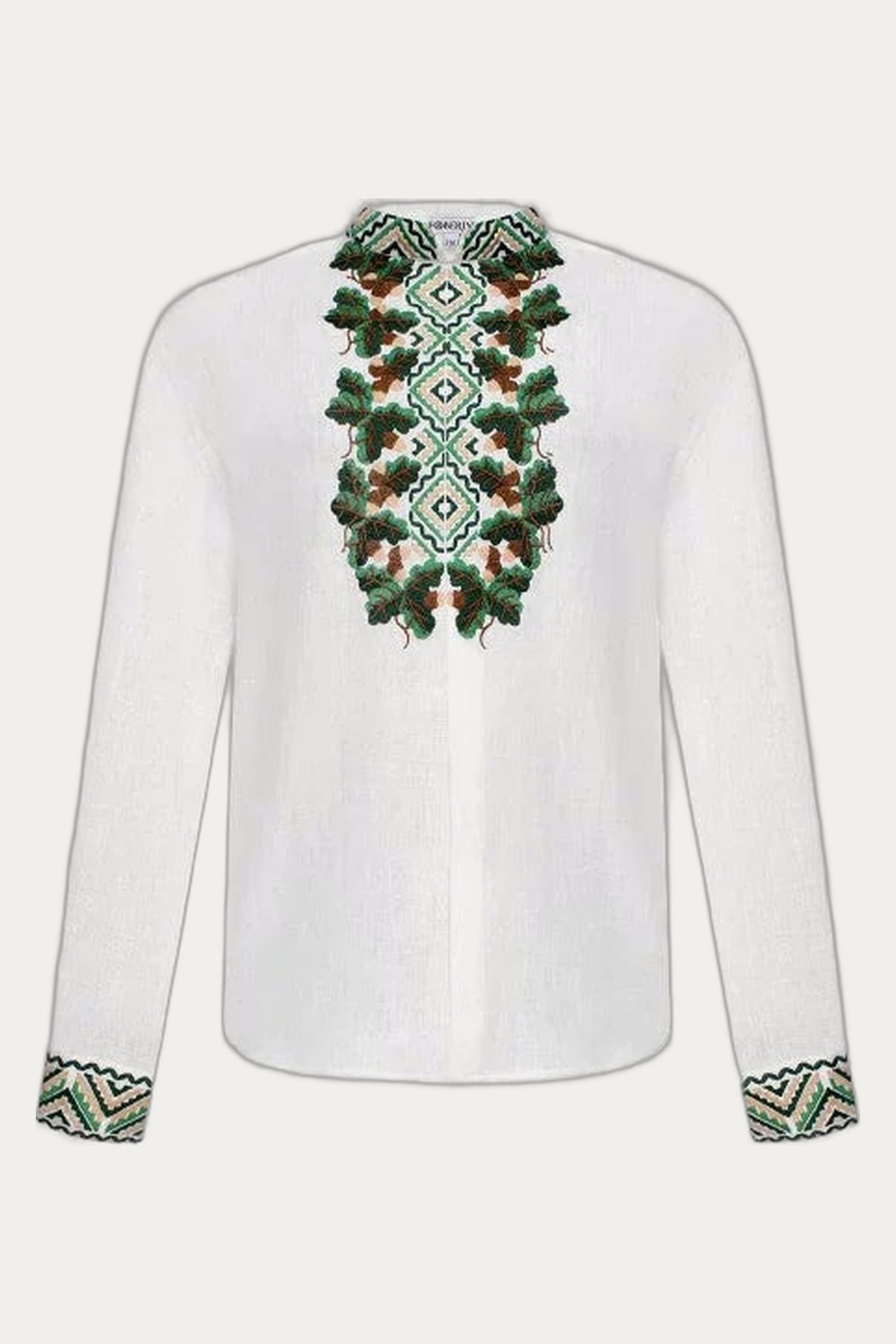 Men Embroidered White Linen Shirt Bogdan by Foberini