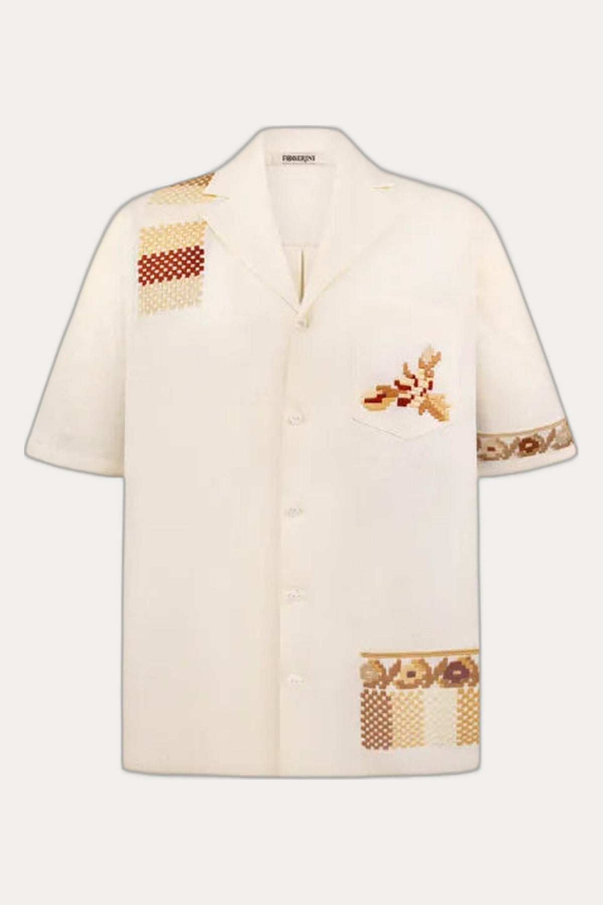 Men linen beige embroidered shirt Bukovina by Foberini